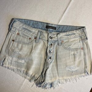 Abercrombie & Fitch Light Blue Distressed Jean Shorts